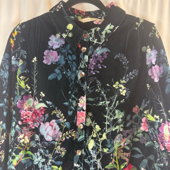 Soft Surroundings Velvet Floral Blouse
Top Womens Medium Blue Button
Down Shirt - Picture 4 of 15